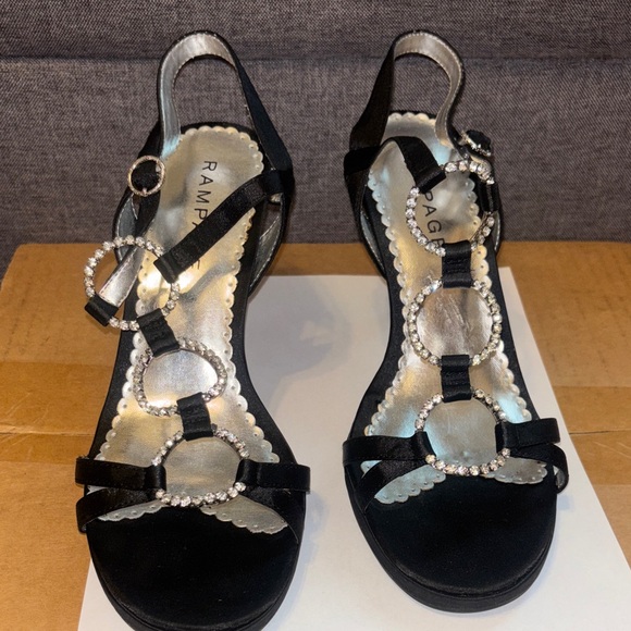 Rampage Black and Silver Strappy Heels - Picture 1 of 7